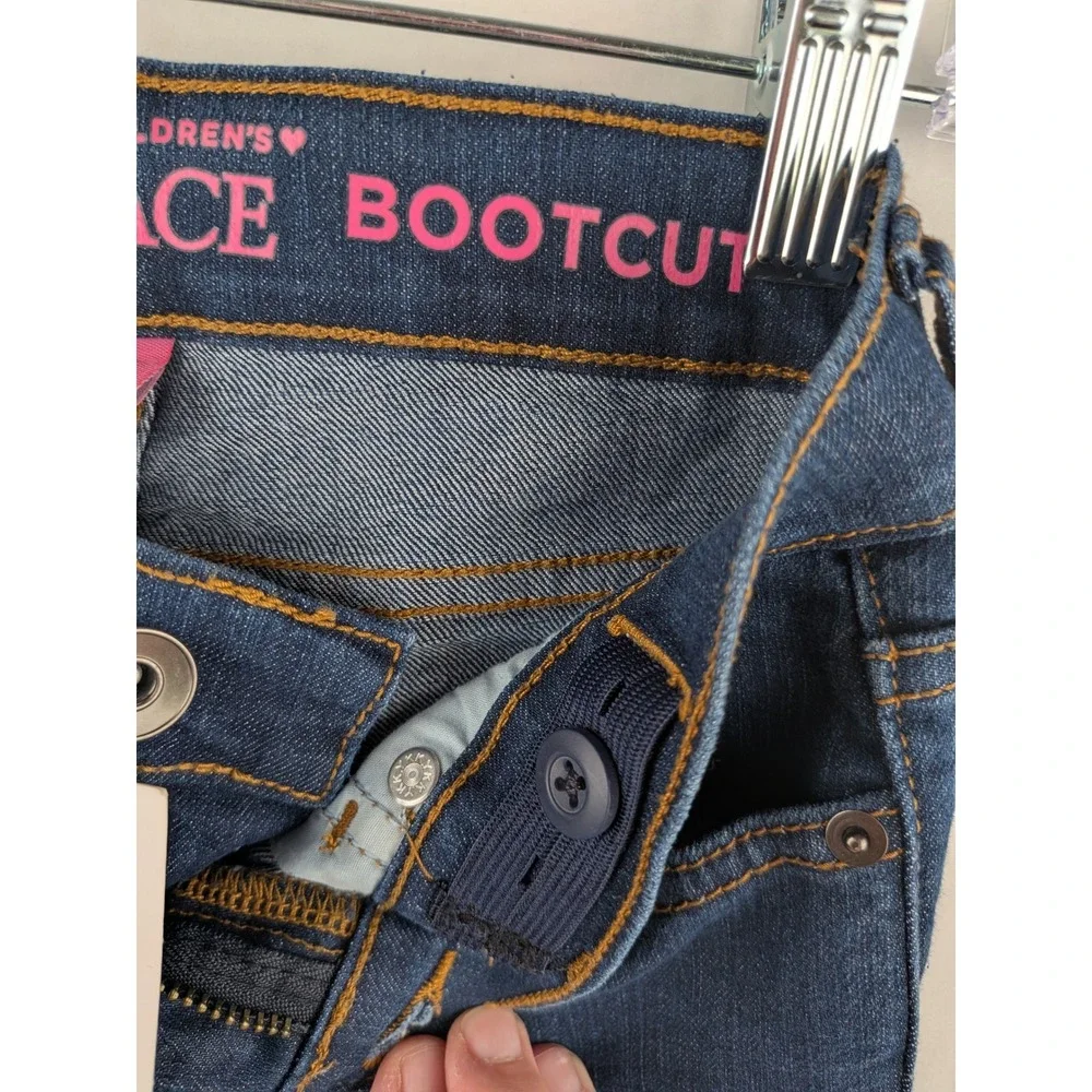 The Childrens Place Girls Bootcut Jeans Dark Indigo  Adjustable Waist Size 8